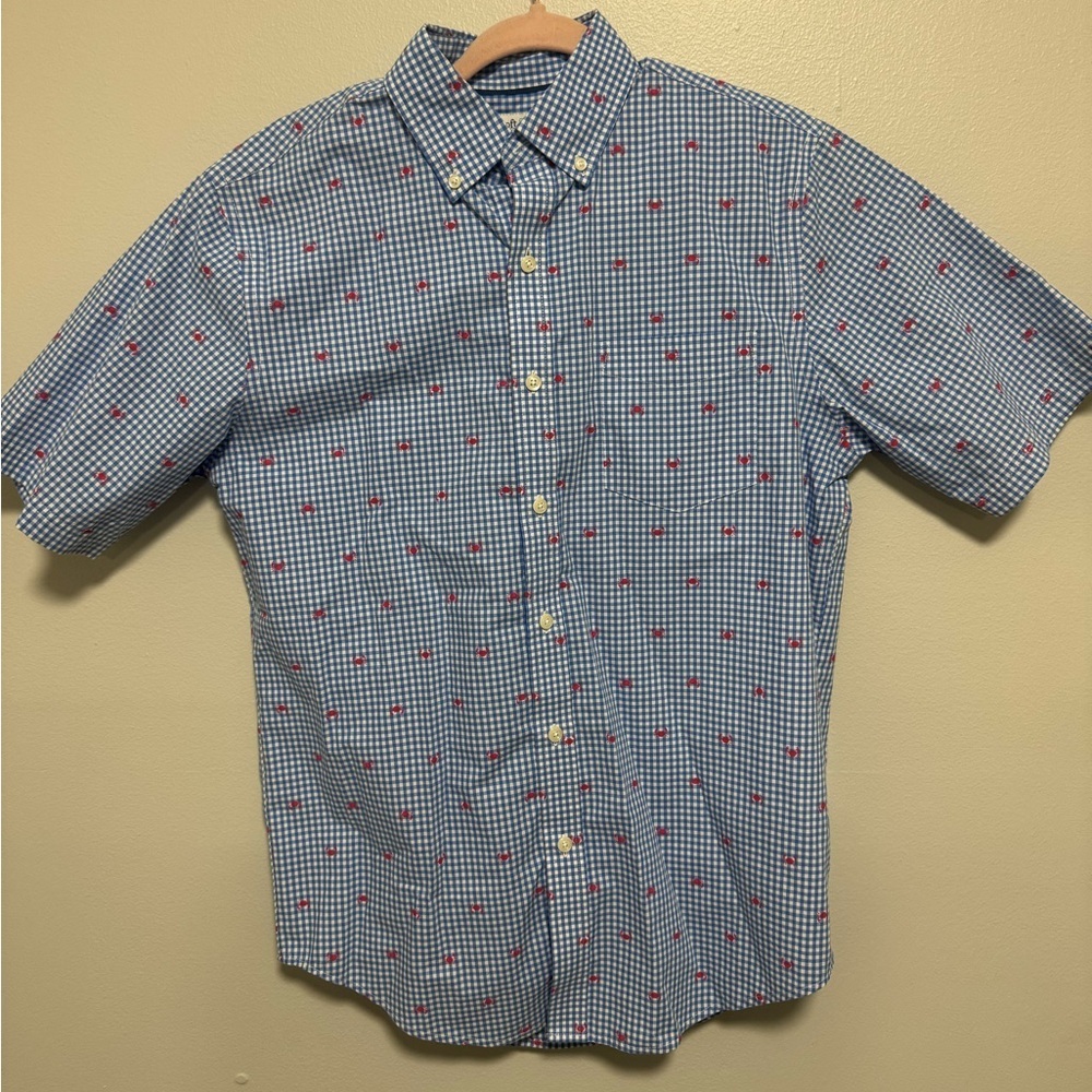 Croft and Barrow Plaid Lobster Button Down Shirt Blue
